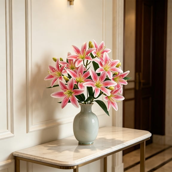 HCBY Artificial Star Lily Stem, 13.78 in Multi Color Realistic for Vase, Wedding, Home