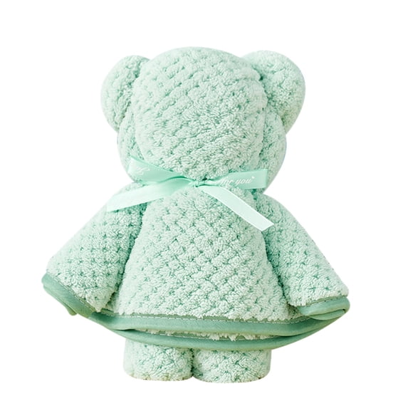 HCBY Baby Bear Towel Gift Set, Soft Coral Fleece Burp Cloth & Blanket with Cute Animal Face, High Absorbency Quick-Dry Unisex Newborn Baby Shower Birthday Christmas Gift (D,29.5"x13.8")