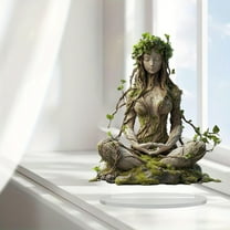 HCBY Bohemian Goddess Desk Decor 2D Flat Acrylic Decorative Plaque, not 3D Statue - Nature Spirit Art Office Decor Boho Chic Gift for Plant Lovers