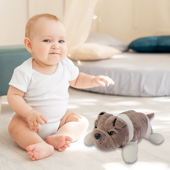 HCBY Bulldog Plush Toy, Realistic Stuffed Animal with 2 Color Options, Soft PP Cotton Filled, Washable Durable for Kids Companion and Home Decor