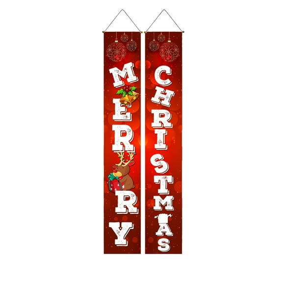 HCBY Christmas Porch Sign Set with Couplet Verses, Outdoor Hanging Wall Decor for Traditional Holiday Doorway Greetings(14)