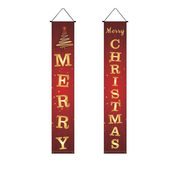 HCBY Christmas Porch Sign Set with Couplet Verses, Outdoor Hanging Wall Decor for Traditional Holiday Doorway Greetings(18)