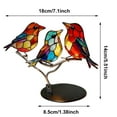 thumbnail image 1 of HCBY Colorful Stained Glass Metal Birds Ornament, Handcrafted Bird Figurines on Branch, Artistic Desk Decor for Home Office Shelf, Unique Gift Idea (B 3-bird,7.1"x5.5"x1.38"), 1 of 8