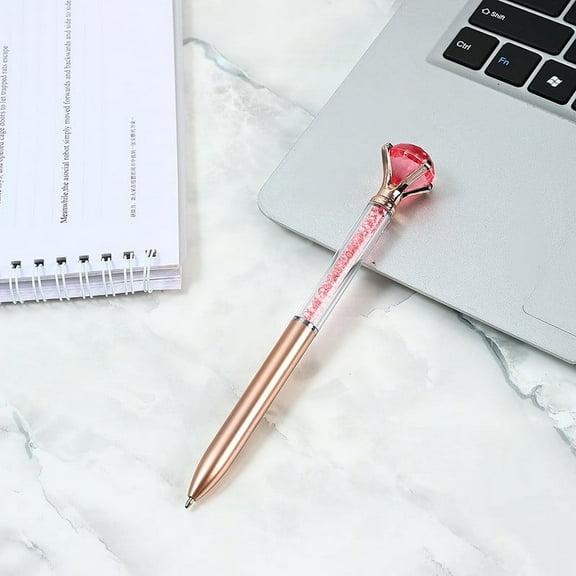 HCBY Crystal Diamond Ballpoint Pen, Sparkly Rhinestone Retractable Pen, Rotating Colorful Advertising Pen, 1ml Smooth Writing Office Pen