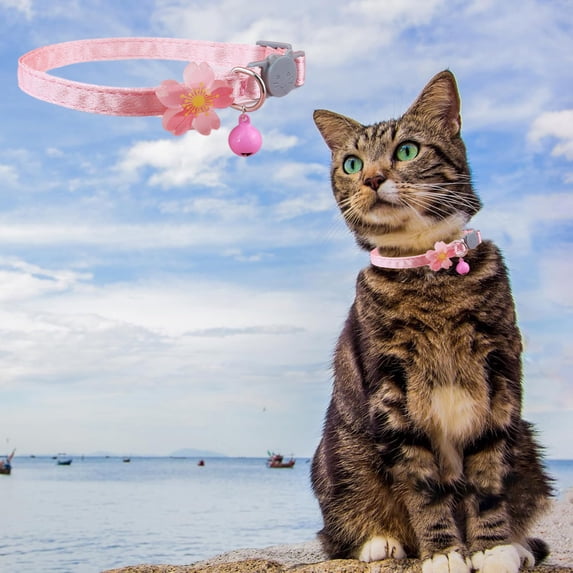 HCBY Cute Cat Collar with Bow, Adjustable Lace Pet Necklace with Bell, Soft Polyester Kitten Collar for Girls, Anti-Choke Safety Buckle for Small Dogs