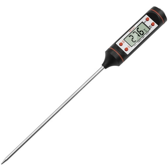 HCBY Digital Instant Read Meat Thermometer for Cooking & Grilling, Fast 3-5 Second Reading, Large Display with C/F Conversion, Ideal for Turkey, BBQ, and Kitchen Use (Black, 9.7"x0.94")