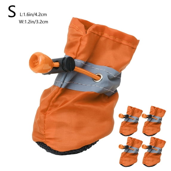 HCBY Dog Shoes Dog Boots Paw Protector, Anti-Slip Sole Winter Dog WaterProof Booties with Reflective Straps Dog for Small Medium Dogs 4PCS (Orange S 1.6"x1.2")