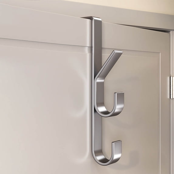 HCBY Over The Door Hook Organizer, No Drill Vertical Multi-Hook Rack for Clothes, Bags, Belts, Space Saving Adhesive Hanger for Entryway, Closet, Bathroom (Gray,7.8"x1.7")
