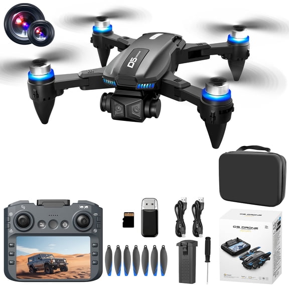 HCBY Drone with 4.3-Inch Screen Remote - 15-Min Flight, 1080P Camera, 360° Obstacle Avoidance & One-Button Control for Teens (2.4G RC, Under 250g No Registration)