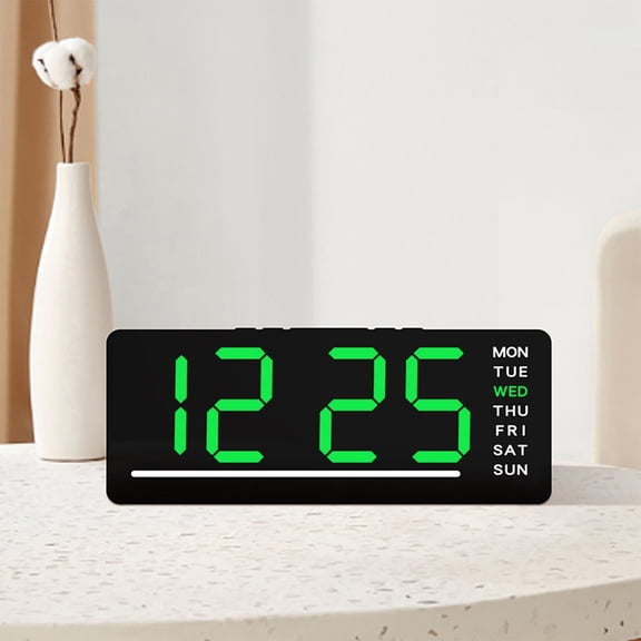 HCBY Electronic Clock with Temperature, Large Display Day Date, Auto DST Adjustable Brightness, 6.1in Lightweight Plastic Frame