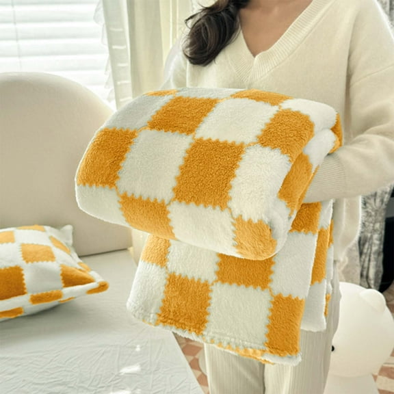 HCBY Flannel Throw Blanket, ll Season Conditioning Cover, 28x40 Inch Lap Blanket, Home Office Outdoor Essential 