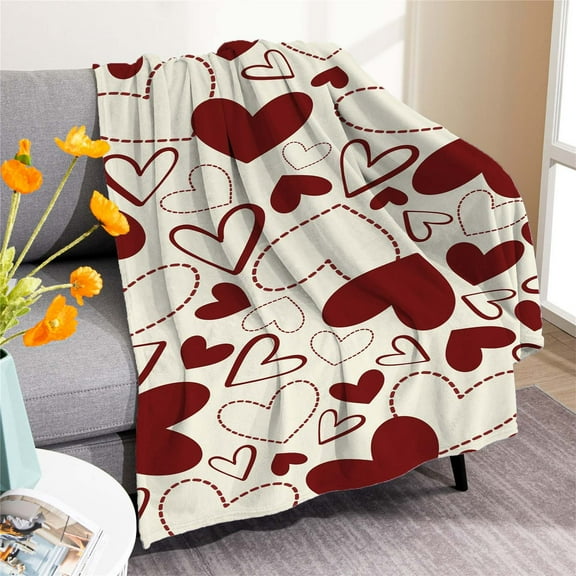 HCBY Flannel Valentine Gift Love Blanket Cozy Warm Lightweight Fuzzy Throw For All Seasons Air Conditioned Rooms Beds Sofas(Multicolor#1,39"x29")