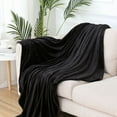 thumbnail image 1 of HCBY Fleece Throw Blanket for Couch Sofa Super Soft and Warm Blankets Solid Color Throw All Season Use Cozy Plush Lightweight (Black 55"x39"), 1 of 8