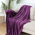 thumbnail image 1 of HCBY Fleece Throw Blanket for Couch Sofa Super Soft and Warm Blankets Solid Color Throw All Season Use Cozy Plush Lightweight (Purple 55"x39"), 1 of 8