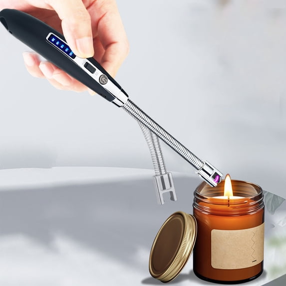 HCBY Flexible Neck Arc Lighter, USB Rechargeable Windproof with LED Display for Candle, Stove, Camping