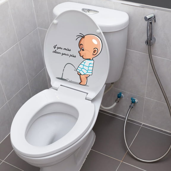 HCBY Funny Toilet Sticker "If You Miss Clean Your Piss", Removable Vinyl Bathroom Decal for Toilet Seat Door, Humorous Restroom Wall Art for WC, 11.8x15.7 Inch PVC Mural