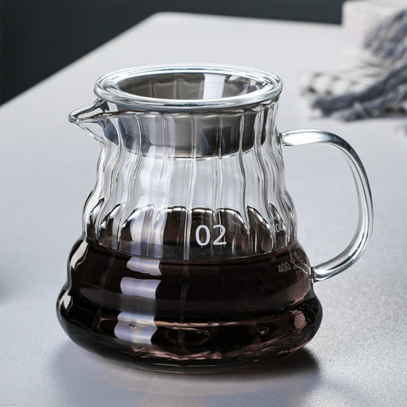 HCBY Glass Coffee Server, Pour Over Coffee Pot, Hand ew Coffee Carafe, Gray Ribbed Drip Coffee Sharing Pot