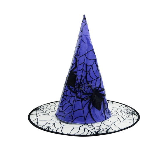 HCBY Halloween Spider Web Witch Hat, Non-Woven Pointed Cone Wizard Cap For Halloween Cosplay Party Costume Dress-Up Decoration Prop