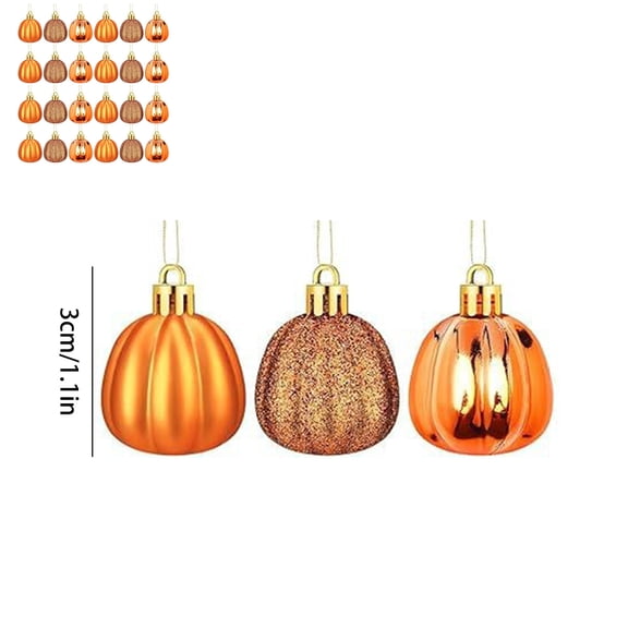 HCBY Halloween Thanksgiving Pumpkin Balls Christmas Tree Ornaments 24 Pack Plastic Decorations Home Decor Hanging Pendants(Orange)