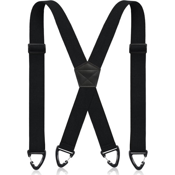 HCBY Heavy Duty Work Suspenders, 1.5 Inch Wide Adjustable Elastic Braces with 4 Clips for Men