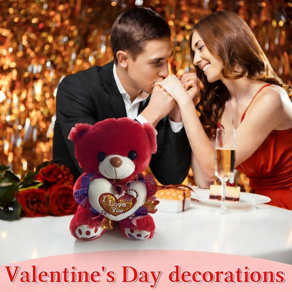 HCBY I Love You Teddy Bear Plush Toy, Cute Heart Hugging Bear, Soft Stuffed Bear Doll, red Valentine's Teddy Bear for Girlfriend and Kids Birthday Gift