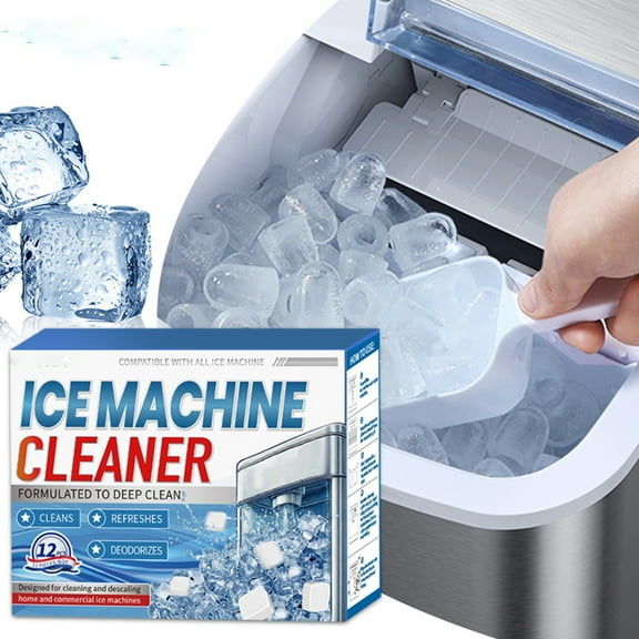 HCBY Ice Maker Cleaner Descaler Tablets with Food Grade Citric Acid, Safe for All Countertop Portable & Commercial Icemakers, Removes Limescale & Hard Water Buildup for Clear Tasting Ice, 12 Pack