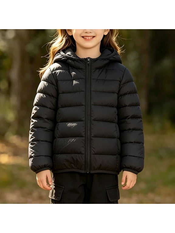 Kids Puffer Jacket Boys Girls Hooded Lightweight Packable Water-Resistant Winter Coat Fall School Outerwear with Pockets 5 Colors Sizes 3M-15 Years