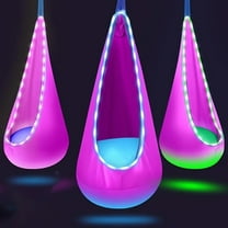 HCBY LED Light-Up Hanging Hammock Chair with 16-Color Remote, Durable Nylon Fabric & Inflatable Pillow, Includes Full Installation Kit for Indoor, Outdoor, Patio, Garden(pink,59"x27.6")