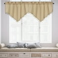 thumbnail image 1 of HCBY Lace Valance Swag Curtain 51 Inch Scalloped Sheer Curtain Panels with Crystal Beads - Rod Pocket Farmhouse Window Treatment for Kitchen Bedroom 1pc Boho Chic Drape Decor Beige, 1 of 7