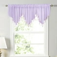 thumbnail image 1 of HCBY Lace Valance Swag Curtain 51 Inch Scalloped Sheer Curtain Panels with Crystal Beads - Rod Pocket Farmhouse Window Treatment for Kitchen Bedroom 3pcs Boho Chic Drape Decor Purple, 1 of 5