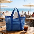 thumbnail image 1 of HCBY Large Mesh Beach Tote Bag with Multiple Pockets, Sand Free Net Beach Bag for Swimming Toys Travel, Lightweight Mesh Handbag, 1 of 6