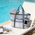thumbnail image 1 of HCBY Large Mesh Beach Tote Bag with Multiple Pockets, Sand Free Net Beach Bag for Swimming Toys Travel, Lightweight Mesh Handbag, 1 of 6