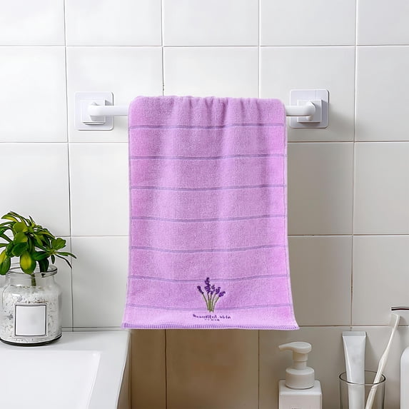 HCBY Lavender Embroidered Bath Towel - Super Soft & Highly Absorbent Striped Design, Quick-Dry and Skin-Friendly for Spa, Bathroom and Hotel Use(Purple,29.5"x13.3")