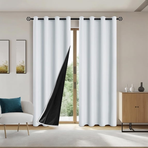 HCBY Light Blocking Curtains, Panel, Laminated Pongee Fabric, Heat Insulating Noise Reducing, Perforated Style Easy Glide 