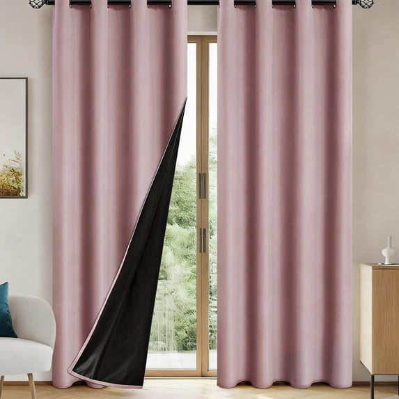 HCBY Light Blocking Curtains, Panel, Laminated Pongee Fabric, Heat Insulating Noise Reducing, Perforated Style Easy Glide 
