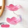 thumbnail image 1 of HCBY Lotus Shape Soap Box, Double Layer Plastic Soap Holder, Wall Mounted Soap Dish Sponge Holder Storage Rack for Bathroom Kitchen(Pink,4.5"x6.3"), 1 of 6