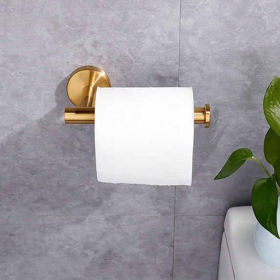 Wovilon Matte gold 304 Stainless Steel Toilet Paper Holder, Wall Mount Bathroom Tissue Roll Dispenser, Rustproof Horizontal Mount Paper Holder for Bathroom Kitchen