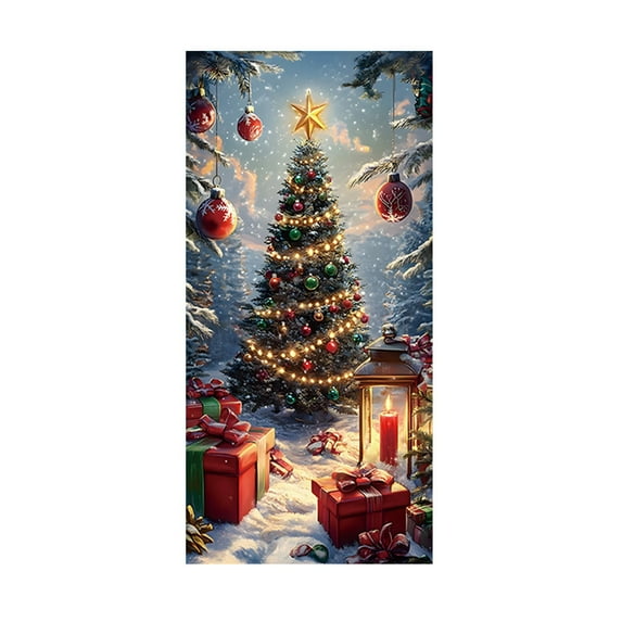 HCBY Merry Christmas Door Cover Decorations Xmas Background Banner Xmas Door Hanging Covers for Front Porch Farmhouse Home Indoor Outdoor Decoration(19)