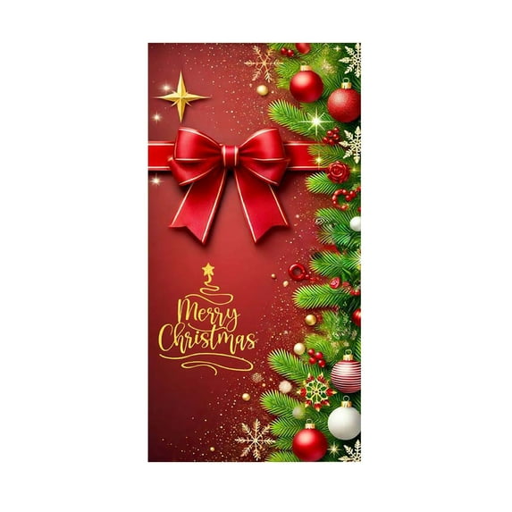 HCBY Merry Christmas Door Cover Decorations Xmas Background Banner Xmas Door Hanging Covers for Front Porch Farmhouse Home Indoor Outdoor Decoration(31)