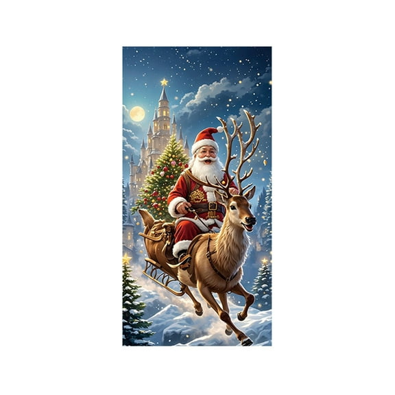 HCBY Merry Christmas Door Cover Decorations Xmas Background Banner Xmas Door Hanging Covers for Front Porch Farmhouse Home Indoor Outdoor Decoration(Santa Claus#36)