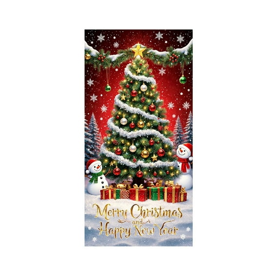 HCBY Merry Christmas Door Cover Decorations Xmas Background Banner Xmas Door Hanging Covers for Front Porch Farmhouse Home Indoor Outdoor Decoration(Versatile#6 35"x71")