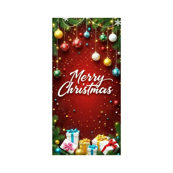 HCBY Merry Christmas Door Cover Decorations Xmas Background Banner Xmas Door Hanging Covers for Front Porch Farmhouse Home Indoor Outdoor Decoration(Versatile#1 35"x71")