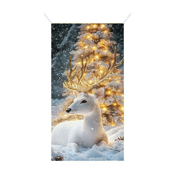 HCBY Merry Christmas Door Cover New Year Decorations Xmas Background Banner Xmas Door Hanging Covers for Front Porch Farmhouse Home Indoor Outdoor New Year Decoration (Cute#7)