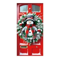 HCBY Merry Christmas Door Cover New Year Decorations Xmas Background Banner Xmas Door Hanging Covers for Front Porch Home Indoor Outdoor New Year Decoration (Snowman#14)