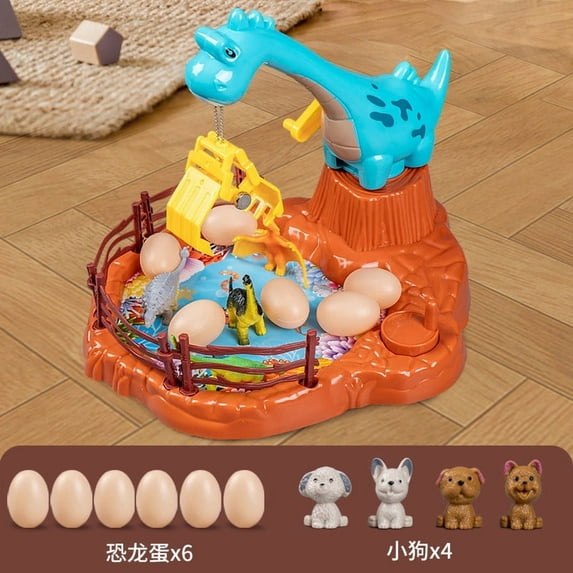 HCBY Mini Dinosaur Claw Machine Toys, Small Crane Game with 6 Dino Eggs & Prizes for Kids, Fun Activity