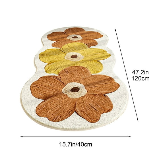 HCBY Modern Runner Rug for Bedside, Floral Non-Slip Washable Carpet, Soft Area Rug for Bedroom Hallway Coffee Table, Easy Clean Home Decor Mat (Orange,47.2"x15.7")