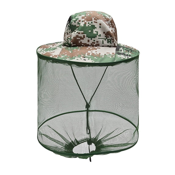 HCBY Mosquito Head Net Hat, Camo Bee Insect Protection Hat, Fine Mesh Face Shield Hat, Lightweight Portable Sun Protection Hat For Fishing Hiking Camping Outdoor Activities