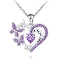 thumbnail image 1 of HCBY Mother's Day Pink Heart Butterfly Necklace, Two-tone Inlaid Crystal Pendant for Mom, Sentimental Adjustable Chain Jewelry Gift, Elegant Birthday Present for Mother Grandma Her, 1 of 5