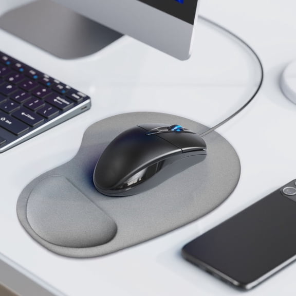 HCBY Mouse Pad with Wrist Support, Ergonomic Gel Wrist Rest Mouse Mat, Non-Slip Neoprene Base Pad, Smooth Tracking EVA Surface Mat for Office Gaming Laptop Use