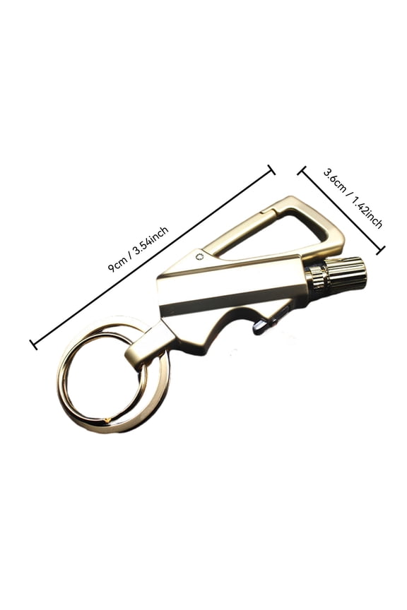 Multifunctional Keychain Lighter with Bottle Opener, Permanent Metal Match, Windproof & Waterproof, 6ml Kerosene Fueled, Outdoor Camping Survival Gear(Gold,90mmx36mm)
